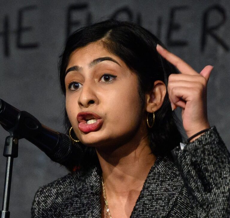 Zahra Sultana giving a speech