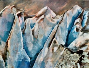 Mountain-like ridges in a glacier