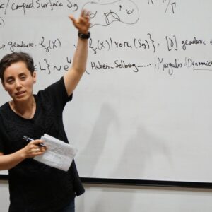 A young professor teaching mathematics