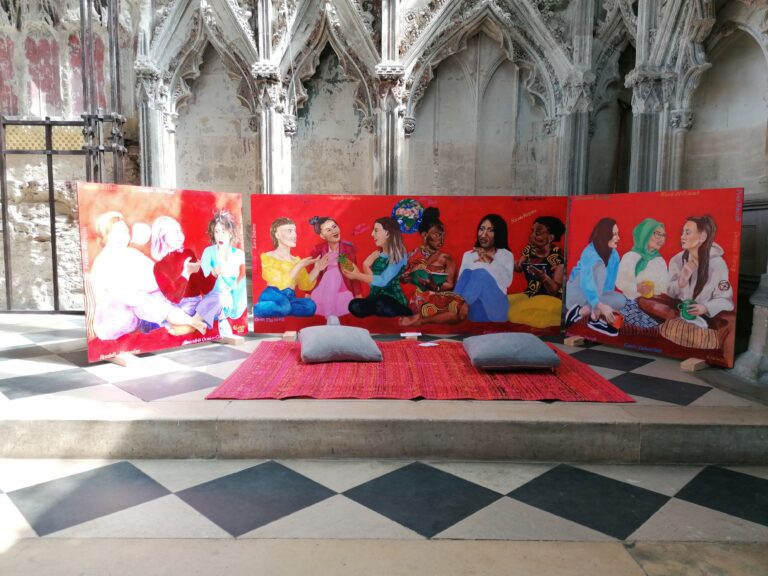 A triptych painting in a chapel