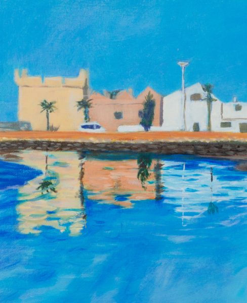 Some buildings reflected in sea water
