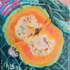 Halved pumpkin