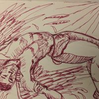 A winged man falling